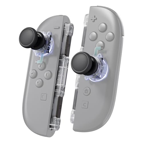 eXtremeRate Replacement 3D Joystick & Thumb Grips & Side Rail Shell Buttons for Nintendo Switch 2 JoyCon, Console Rail Stickers Controller Left Right Analog Stick Thumbsticks Caps for Switch 2 - Clear - color: Clear