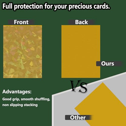 100 Count Yellow Card Sleeves for Trading Cards, Perfect Fit Shiny MTG Card Sleeve, Holographic Card Sleeves Fit for Magic, Photocard, TCG, Baseball/Sports Cards, Yugioh Card, Game Card 66 * 91 mm - color: Yellow