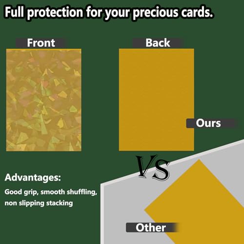 100 Count Yellow Card Sleeves for Trading Cards, Perfect Fit Shiny MTG Card Sleeve, Holographic Card Sleeves Fit for Magic, Photocard, TCG, Baseball/Sports Cards, Yugioh Card, Game Card 66 * 91 mm - color: Yellow