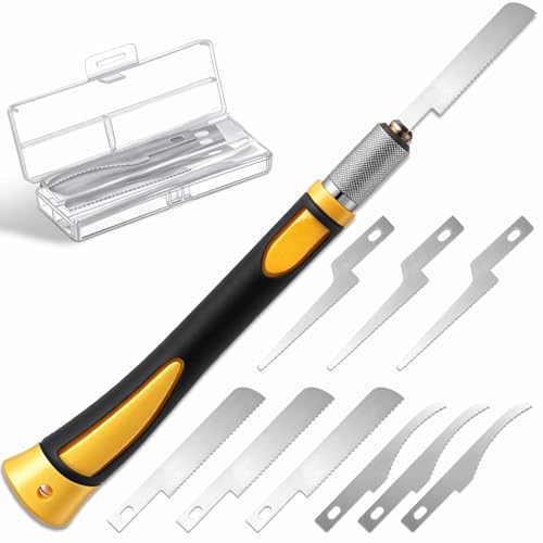 Honoson Mini Hand Saw Model Tools Small Hobby Saw Blades Kit with 9 Tiny Razor Hacksaw Blades for Miniatures, Modeling, DIY Crafts, Plastic Models, Wood(Yellow,Style 2) - color: Yellow, style: Style 2
