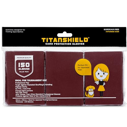 TitanShield (150 Sleeve/Bordeaux Red) Small Japanese Sized Trading Card Sleeves Deck Protector for Yu-Gi-Oh, Cardfight!! Vanguard & More - color: Bordeaux Red