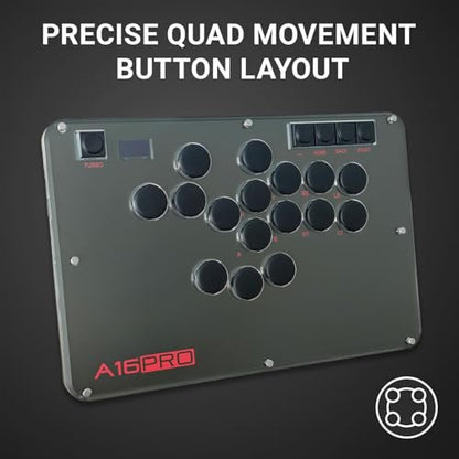 A16 PRO Arcade Stick 16Keys All-Button Gamerfinger with Turbo Functions & Custom RGB,Arcade Controller Street Fight for PC/Ps3/Ps4/Switch/Steam Game Keyboard-Supports Hot Swap & SOCD