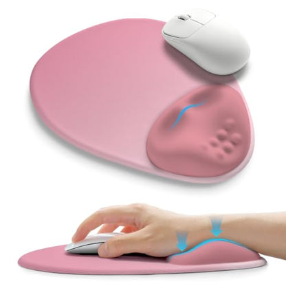 Palm-Rest and Wrist-Hugging Mouse Pad Wrist Rest, Ergonomic Wrist Support with Curve Fitting Cushioned Memory Foam for Carpal Tunnel Pain Relief, 9.9 x 8.3 Inch, Blush Gradient - color: Blush Gradient