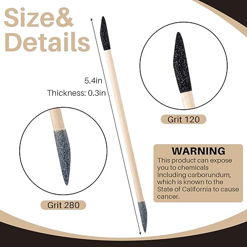 60 Pcs Sanding Sticks Double End Matchsticks Sanding Twigs Fine Detailing Polishing Sticks for Plastic Models Wood Hobby, 120/280 Grit, 5.4 x 0.3 Inch