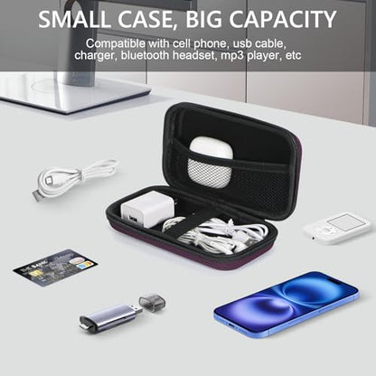 Hard EVA Carrying Case - GLCON Protective Electronic EVA Storage Case for Power Bank, Charger, Earbuds, Cell Phone, Battery - Portable Small Travel Bag with Mesh Inner Pocket + Zipper Enclosure - color: Purple