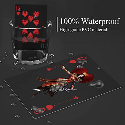 ACELION Waterproof Clear Playing Cards, Plastic Playing Cards, Deck of Cards, Gift Poker Cards (Knight) - color: Black Knight
