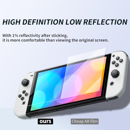 2-Pack AR Screen Protector for Switch OLED Model 2021/2023 - 7 Inch Anti-Reflection Soft Film, Easy Installation, 96% High Transmittance, More HD Than Tempered Glass, Scratch Resistant, Compatible with Switch OLED Handheld Game Console