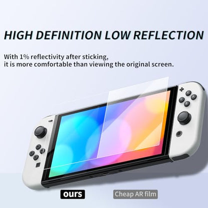 2-Pack AR Screen Protector for Switch OLED Model 2021/2023 - 7 Inch Anti-Reflection Soft Film, Easy Installation, 96% High Transmittance, More HD Than Tempered Glass, Scratch Resistant, Compatible with Switch OLED Handheld Game Console