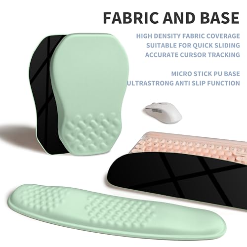 2-in-1 Ergonomic Set, Wave Keyboard Wrist Rest and Massage Slope Mouse Pad Wrist Support, Rebound Memory Foam for Relieve Carpal Tunnel Syndrome and Wrist Pain (Light Green) - color: Light Green