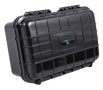 CASEMATIX 8" Waterproof Small Hard Case with Customizable Foam for Portable Electronics, Tools and Accessories - Hard Shell Small Plastic Case with Pre-Diced Travel Case Foam Interior - size: 8"