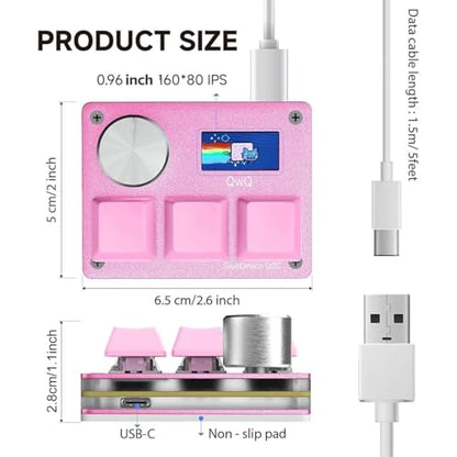 O3C Rapid Trigger Keyboard With Hall Magnetic Switch For OSU Geometry Dash | Rhythm Games,with Knob and Screen,Copy Paste,Shotcut,Macro Hotswap Mini Keypad Magnetic Linear Switches - color: Pink, size: Gateron KS-20 White Switch