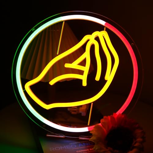 Italian Hand Gesture Neon Sign for Wall Decor, Dimmable LED Neon Light for Game Room, Bedroom Funny Decor, Neon Signs for Cultural Italian Bar Club Restaurant Party - color: Colorful,ShouTouJin