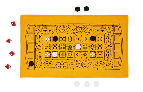 Stellar Factory Royal Game of Ur, Ancient Strategy Race Game, 2 Players | Includes rules in 4 languages: English, Spanish, French, German; 5,000-year-old game; travel drawstring bag.