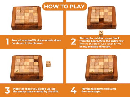 BSIRI Pushing Me Wooden Tic Tac Toe Game- Tabletop Board Games for Farmhouse Decor, Coffee Table Decor, Unique Gifts Fun Gifts for Adults. Perfect for Game Night,Family Games (5 Inch) - style: PushingMe
