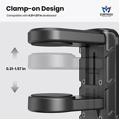 3-in-1 Headset&Controller Holder - EURPMASK Upgraded PC Gaming Headset Stand, Adjustable Clamp-on Headphone Holder,Headphone Controller Hook Under Desk w/ 360 Degree Swivel&Cable Clip Organizer-Black - color: Black Pro