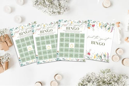 Find The Guest Bingo Game Cards, Wildflower Bridal Shower Games Card, Floral Wedding Shower Games Set, 25 Game Cards for Bridal Shower Wedding Bachelorette Engagement, 05 - style: Find The Guest Bingo