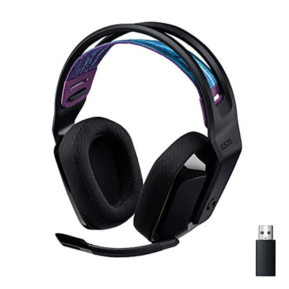 Logitech G535 Lightspeed Wireless Gaming Headset - Black | Lightweight, on-ear design, flip-to-mute microphone, USB rechargeable battery - color: Black, style: Wireless