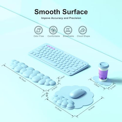 MOKURU Cloud Mouse Pad with Wrist Rest, Cloud Keyboard Wrist Rest, Mouse Pad Wrist Support, Ergonomic Cloud Keyboard Mouse Wrist Support (Blue) - color: Blue