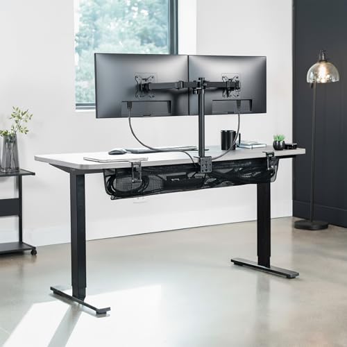 VIVO No Drill Clamp-on 44 inch Mesh Net Under Desk Cable Management Wire Organizer, Adjustable Home Office Standing Desk Cord Storage Sleeve, Black, DESK-AC44MH - size: 44"