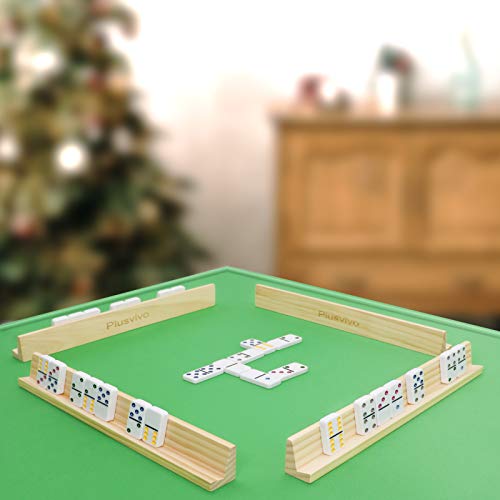 Domino Racks Set of 8, Mexican Train Dominoes Trays, Wooden Domino Holders for Mexican Train, Chickenfoot Combo, Mahjong and Other Dominoes Games13.97 x 2 x 1.18 Inches - Dominoes NOT Included