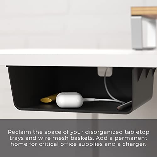 HumanCentric Under Desk Storage Shelf, Drawer Organizer | Office, Workstations, Tables, Sit Stand Desks, Gaming Setups, Mountable Storage Tray, Cable Management, Screw, Stick VHB Tape
