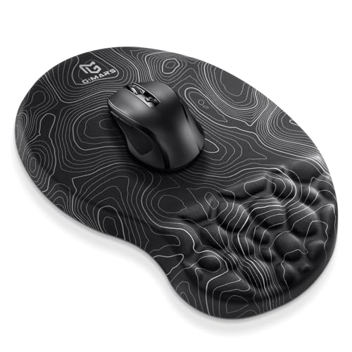 Gimars Upgrade Ergonomic Mouse Pad Wrist Rest with Memory Foam Massage Bump, Enlarge [ 30% Larger Moving Space] Mouse Pad Wrist Support with Nonslip PU Base for Laptop, Computer, Gaming & Office - color: Map-round