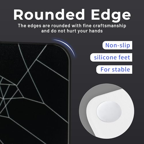 XVX Glass Mouse Pad for Gaming, Black Spider Webs Hard Gaming Mousepad, Professional Large Mouse Mat 16.2" x 12.2", Special Glass Surface with Improved Precision and Speed - color: Black(Spider Webs)