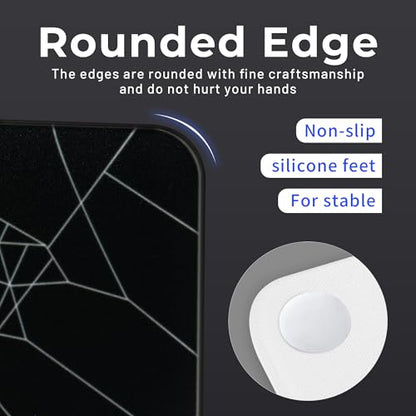 XVX Glass Mouse Pad for Gaming, Black Spider Webs Hard Gaming Mousepad, Professional Large Mouse Mat 16.2" x 12.2", Special Glass Surface with Improved Precision and Speed - color: Black(Spider Webs)