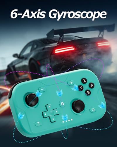 XPT Portable Mini Controller for Nintendo Switch 2/Switch 1/PC/iOS/Android/Steamdeck, Joystick Lift and Down Design,Wireless Bluetooth & Wired Gamepad with Turbo Function, 6-Axis Gyro, HD Vibration & 3D Joysticks, Home Button Wake-Up (green) - color: Gree