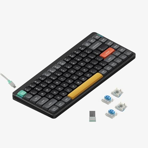 nuphy Air75 V2 Portable 75% Mechanical Keyboard,Wireless Keyboard,Supports Bluetooth/2.4G/USB-C RGB Bluetooth Keyboards,Compatible with Windows/Mac OS/Linux Systems-Gateron Blue Switch - color: Black, size: Gateron Blue Switch