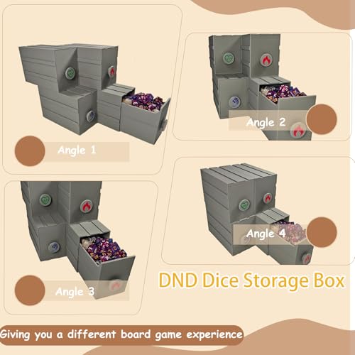 DND Dice Storage Box - Pull-out Storage Mimic Chest Dice Box ，for 180 Dice, Modular Integration, Can Be Assembled Freely, Protective Novelty Dice Holder for Tabletop Dice（4pcs