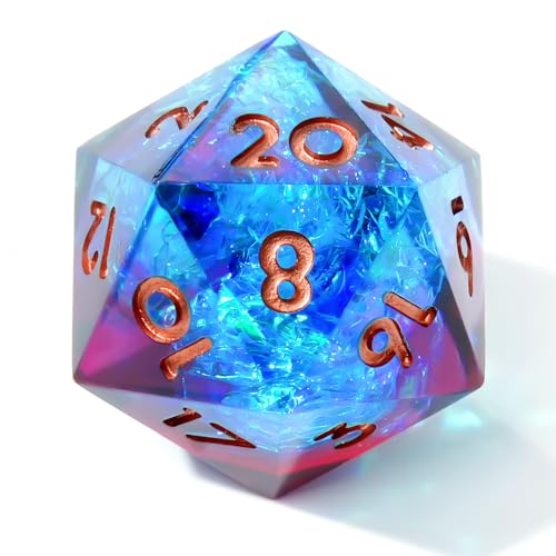 Single D20 Dice-22MM 20 sideds DND Resin Sharp Edged Resin Dice for Dungeons and Dragons, RPG, Polyhedral D&D Dice, Roleplaying Games MTG Table Games(Blue red) - color: D20-blud Red