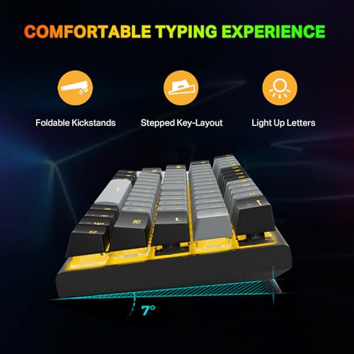 60% Mechanical Keyboard, E-YOOSO Gaming Keyboard with Red Switches and Solid Color Backlit Small Compact Keyboard 60 Percent Keyboard Mechanical, Portable 60 Percent Gaming Keyboard Gamer(Grey Black)