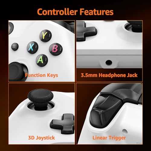IWGAME Wired Controller for X-BOX ONE/PC, Gamepad with 3.5mm Audio Jack&Dual Vibration, Support Turbo Function, Compatible with X-BOX One/One S/X, X-BOX Series S/X, PC (White) - color: White