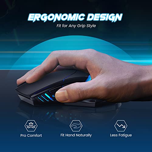 T-DAGGER Wireless Gaming Mouse- USB Cordless PC Accessories Computer Mice with LED Backlit, Ergonomic Gamer Laptop Mouse with 7 Silent Buttons, 5 Adjustable DPI Plug & Play for PC | T-DAGGER USB Cordless Gamer Mouse with 7 Silent Buttons and Plug & Play f