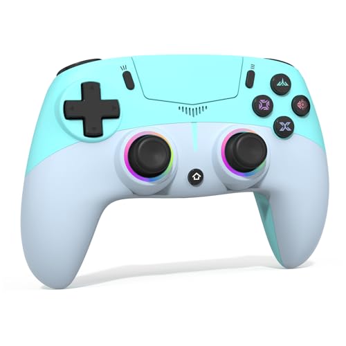 MWCG Wireless LED Controller for PS5, Compatible with PS5 Pro/Slim/PC, Dual Vibration, Modded Function, 8 Light Modes, 3.5mm Audio Jack, 6-Axis Motion Contro Gamepad with Speaker