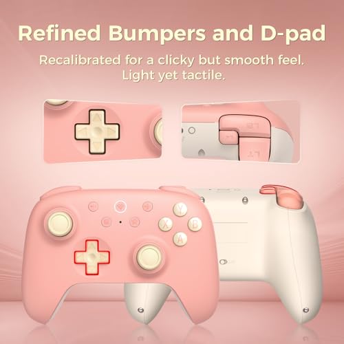 AKNES 8Bitdo Ultimate 2C Wireless 2.4G Controller for Windows PC and Android, Gamepad with Hall Effect Joysticks and Hall Triggers, 1000Hz Polling Rate, Remappable L4/R4 Bumpers - Peach | Gamepad with Hall Effect Joysticks and Hall Triggers, 1000Hz Pollin