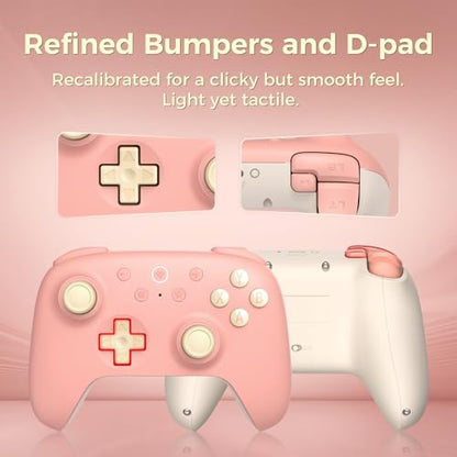 AKNES 8Bitdo Ultimate 2C Wireless 2.4G Controller for Windows PC and Android, Gamepad with Hall Effect Joysticks and Hall Triggers, 1000Hz Polling Rate, Remappable L4/R4 Bumpers - Peach | Gamepad with Hall Effect Joysticks and Hall Triggers, 1000Hz Pollin