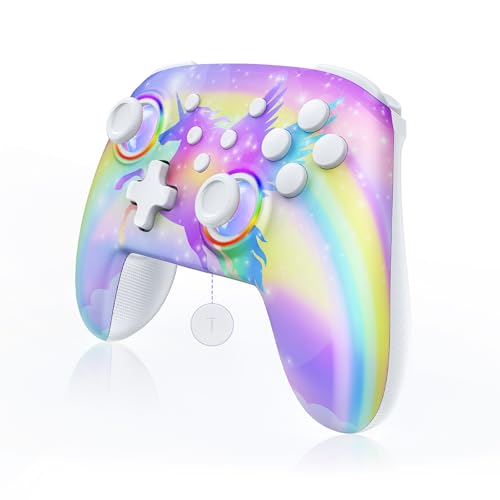 NexiGo Wireless Controller (No Deadzone) for Switch 2 and Switch, Bluetooth Controllers for Nintendo Switch with Vibration, Motion, Turbo and LED Light (Violet Unicorn) - color: Violet, style: Regular