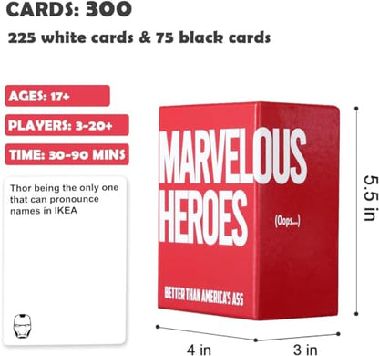 Super Heroes Card Games for Adults and Family, Party Games for Game Night | Game rules printed on box side to prevent loss, 17+ adult board game, convenient storage