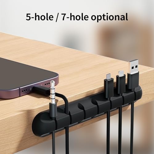2 Pack Cable Holder Clips, Cable Management Charging Cord Organizer Clips Self Adhesive for Desktop USB Charging Cable Nightstand Power Cord Mouse Cable Wire PC Office Home (Black)