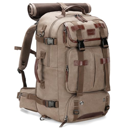 Gonex 40L Convertible Laptop Backpack, Airline Approved | 3-in-1 carry, Thick canvas, Shoe compartment, Hidden straps, Travel & Work Use - color: Coffee Brown