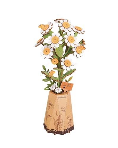 Rowood 3D Puzzles for Adults, DIY Wooden Flower Building Block Set Craft Kit,Mother's Day/Valentine's Day/Teacher's Day/Thanksgiving/Christmas/Birthday Gift for Mom/Grandma-Chamomile - style: Chamomile