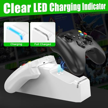 KEKUCULL Dual Dock Charging Station Compatible with Xbox Series X/S, Xbox One/One X/One S Controllers, Efficient Xbox Controller Charger with 2 * 1100mah Rechargeable Controller Battery Packs(White) - color: White