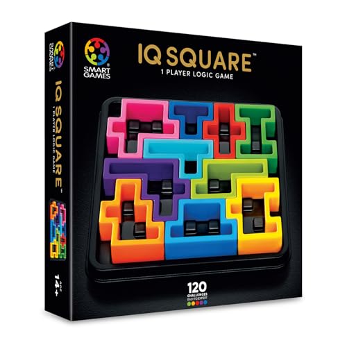 SmartGames IQ Deluxe: Square - the New IQ Series for Ages 14 - Adult with 120 Challenges Featuring a Larger Display and Travel Case