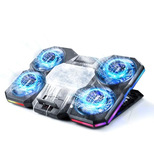 Laptop Cooling Pad with Thermoelectric Cooler and 4 Fans, Powerful Laptop Cooler, Independent Control, Multi-Gear Adjustment, RGB, 14-21 Inch Laptop Stand (14"/15.6"/17"/21")