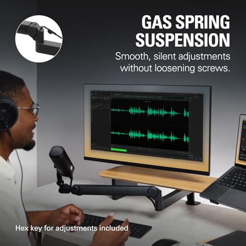 Elgato Wave Mic Arm Pro, Gas Spring Microphone Arm | Supports up to 3kg, Silent gas-spring adjustment, Hidden cable channels, Padded clamp, Compatible with most mic brands - color: Black