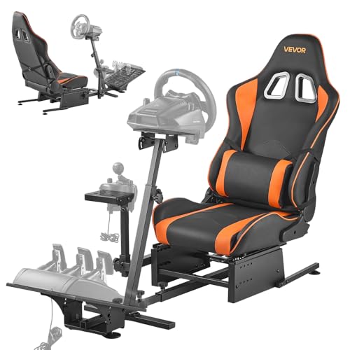 VEVOR Racing Wheel Stand, Heavy-Duty Simulator Cockpit Steering Wheel Stand, Fit Logitech G25, G27, G29, G920, G923, Thrustmaster T300RS, TX F458, T500RS, T3PA-PRO (F1/GT) and CSR Pedals - size: Single-Track Arm Cockpit