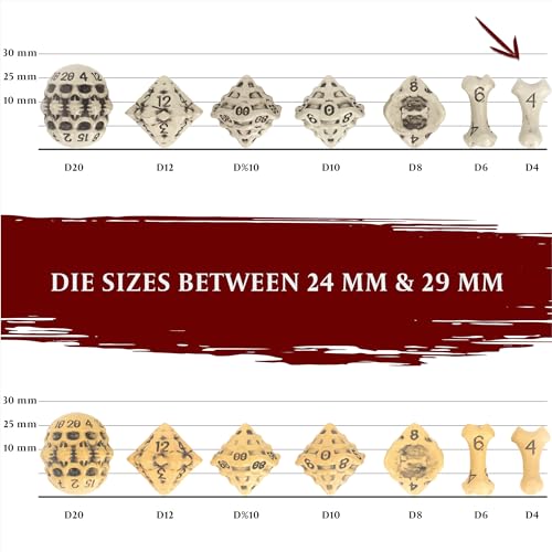 D4 Dice Set - Set of Six 4 Sided Dice - Skull & Bone Themed RPG Dice. Cool & Unique Gift and Compatible with Dungeons & Dragons (DND), D&D, Pathfinder, D and D. (Cleaned Bone White) - color: Cleaned Bone White, style: Six D4