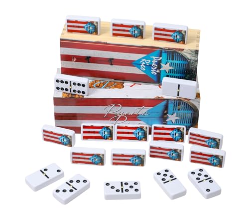 Puerto Rico Dominoes Set – Boricua Edition Double Six Domino – Puerto Rican Flag Design Dominos for Adults & Cultural Gatherings